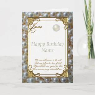 June Pearl Birthstone Birthday Card