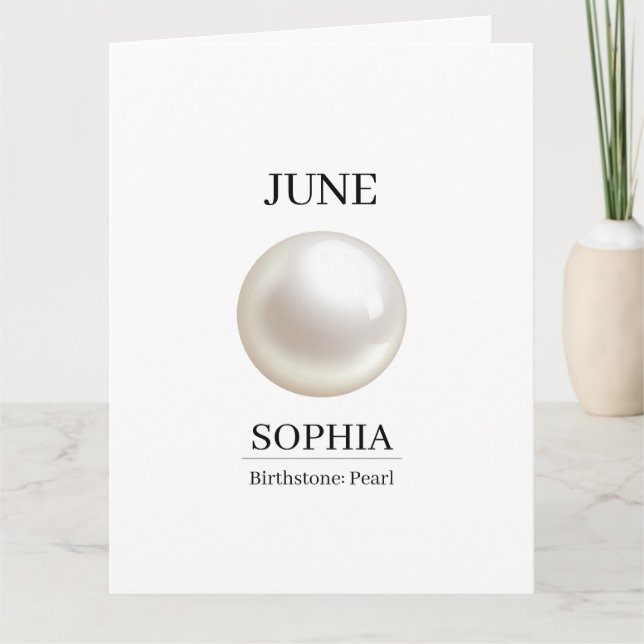 June Pearl Personalized Birthday  Card (Front)
