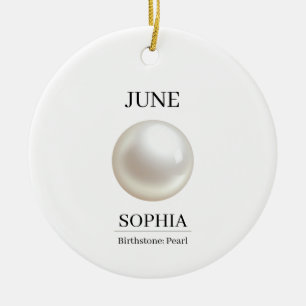 June Pearl Personalized Birthday Ceramic Ornament