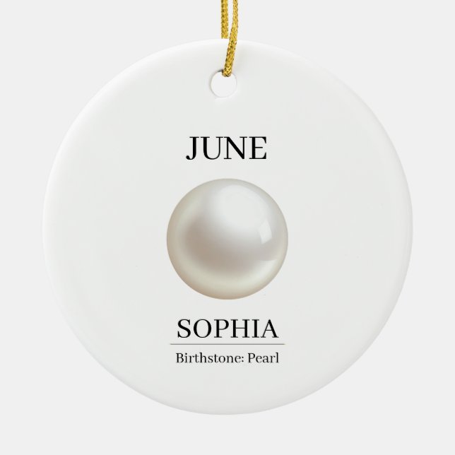 June Pearl Personalized Birthday Ceramic Ornament (Front)