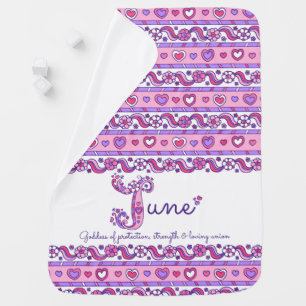 June personalized J name meaning baby blanket