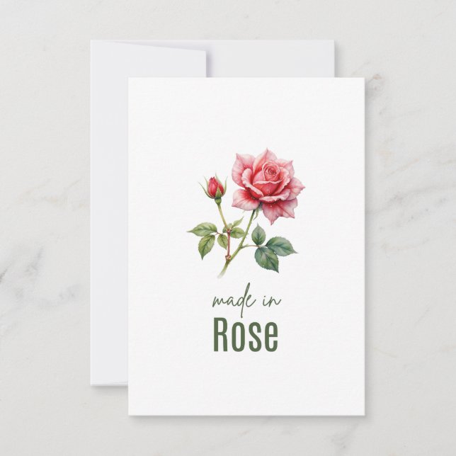 June Rose Birth Flower Flat Thank You Card (Front)