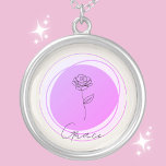 June Rose Birth Flower Necklace - Personalized<br><div class="desc">Embrace the timeless beauty of June with our "June Rose Birth Flower Necklace." This elegant piece features a beautifully crafted rose, the symbol of love and honor, set within a lavender-hued circle. Add a personal touch with the name of your choice, elegantly inscribed below the rose, making this necklace a...</div>