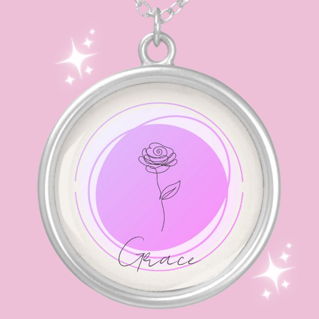 June Rose Birth Flower Necklace - Personalized (Creator Uploaded)