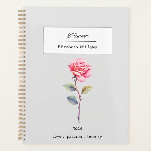 JUNE ROSE BIRTH FLOWER PERSONALIZED PLANNER