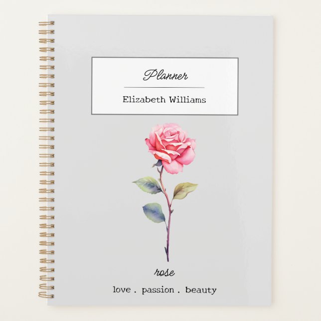 JUNE ROSE BIRTH FLOWER PERSONALIZED PLANNER (Front)