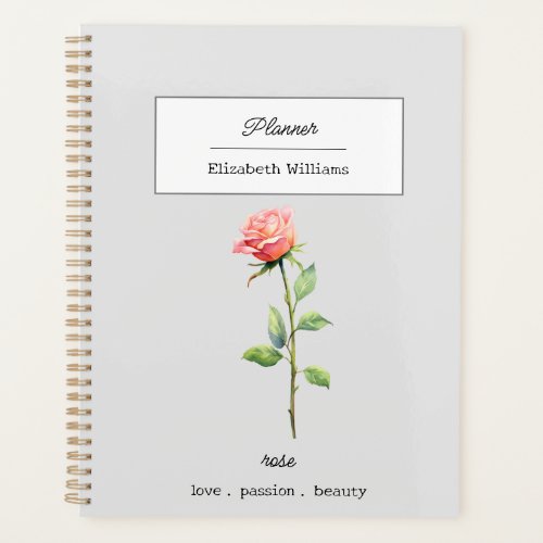 JUNE ROSE BIRTH FLOWER PERSONALIZED PLANNER