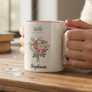 June Rose Birth Month Floral Grandma Gift Mug