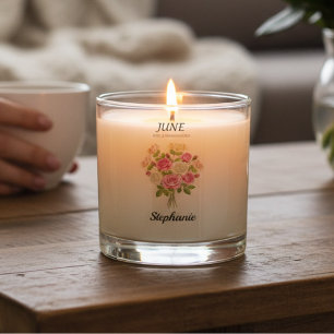 June Rose Birth Month Floral Grandma Gift Scented Candle