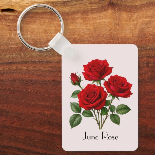 June Rose Flowers  Keychain (Front)