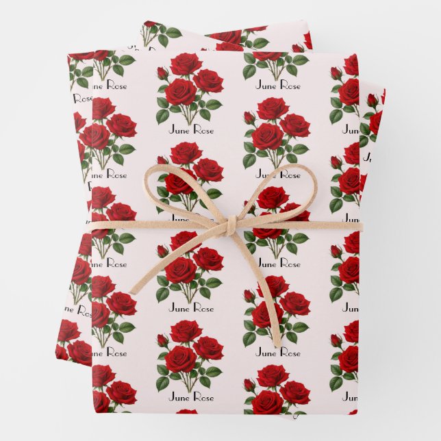June Rose Flowers Wrapping Paper Sheets (In situ)