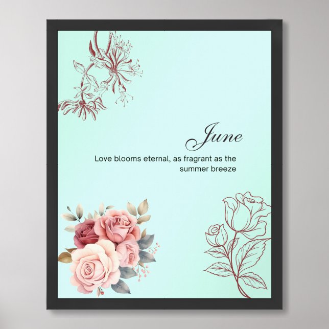 June Rose & Honeysuckle Summer Quote Framed Art (Framed Front)