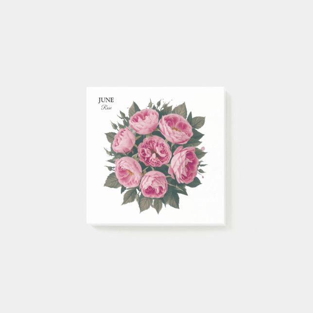June Rose: Personalized Birthday Bloom Post-it Notes (Front)