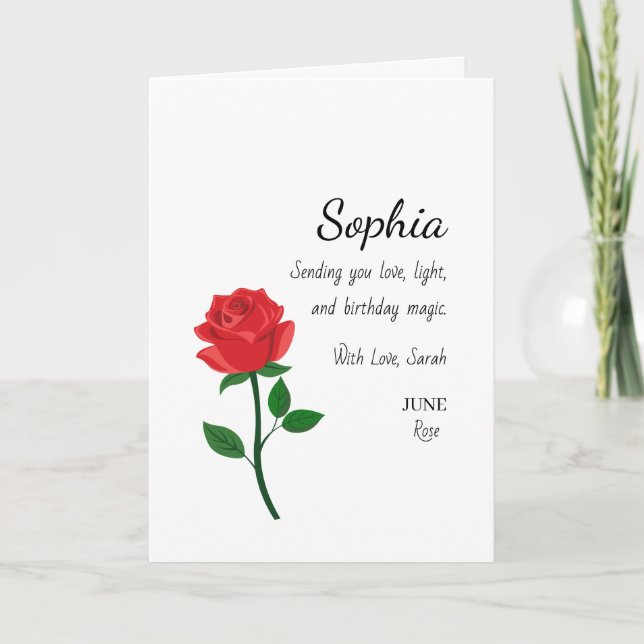 June Rose Personalized Birthday Card (Front)