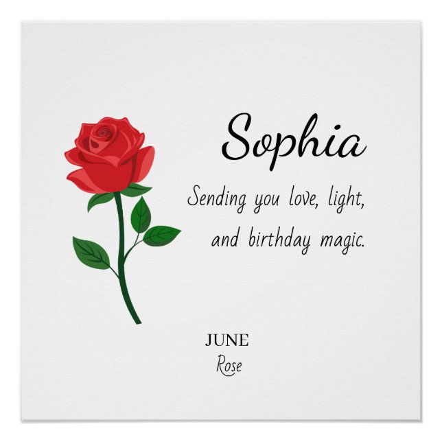 June Rose Personalized Birthday Poster (Front)