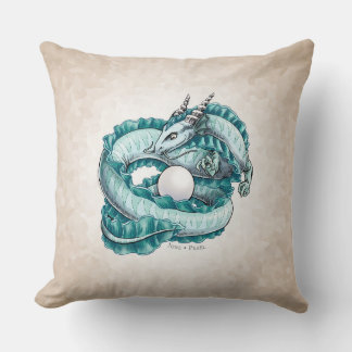 June’s Birthstone Dragon: Pearl Throw Pillow