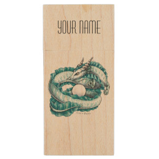 June’s Birthstone Dragon: Pearl Wood Flash Drive