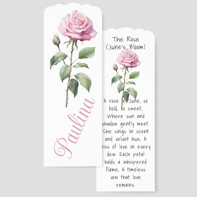 June’s Rose: A Bloom of Love and Legacy Bookmarks (Front & Back)