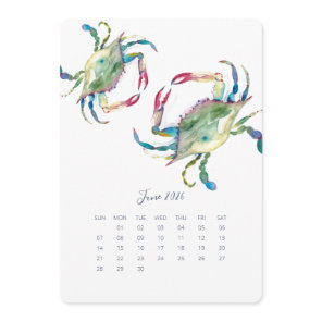 June Stand Alone Calendar Blue Crab