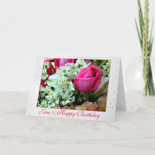 June Stunning Pink Red Rose Birthday Month Card