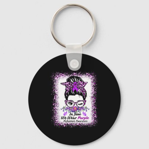 June We Wear Purple Alzheimerheimer Awareness Mess Keychain