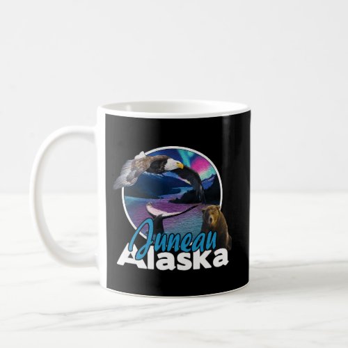 Juneau Alaska Aurora Borealis Eagle Bear Whale Coffee Mug