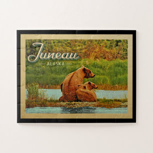 Juneau Alaska Bears Vintage Travel Jigsaw Puzzle