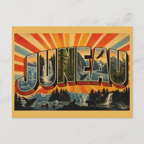 Juneau Alaska Coastal Rainforest Glacier Art Postcard