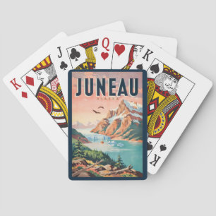 Juneau Alaska Glacier Illustration Travel Art Vint Poker Cards