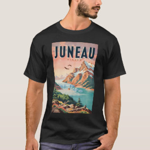 Juneau Alaska Glacier Illustration Travel Art Vint T-Shirt