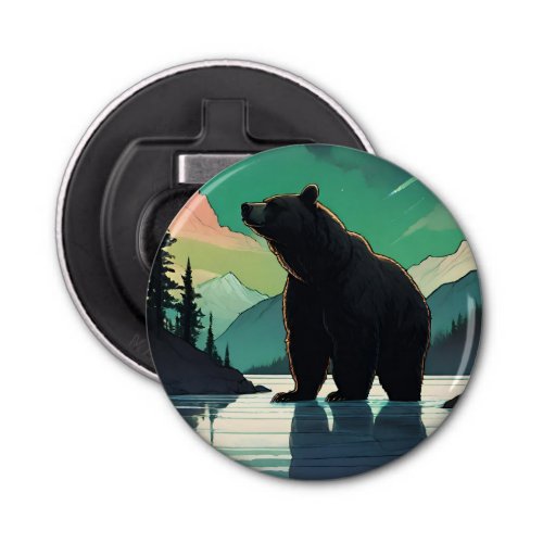 Juneau Alaska grizzly bear aurora northern lights  Bottle Opener