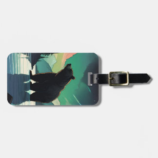 Juneau Alaska grizzly bear aurora northern lights Luggage Tag