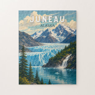 Juneau Alaska Illustration Travel Art Vintage Jigsaw Puzzle