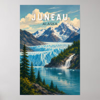 Juneau Alaska Illustration Travel Art Vintage