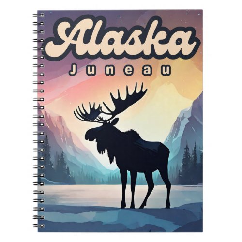 Juneau Alaska Moose Aurora Northern Lights Nature  Notebook