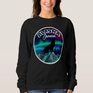Juneau Alaska Northern Lights Wolf Sweatshirt