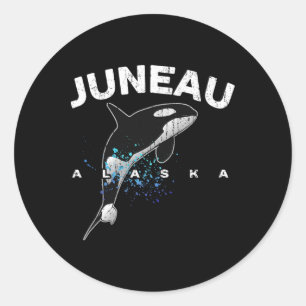 Juneau Alaska Orca Killer Whale Lover Vacation Tri Classic Round Sticker