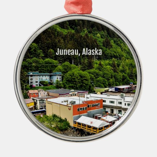 Juneau Alaska photograph of the town Metal Ornament