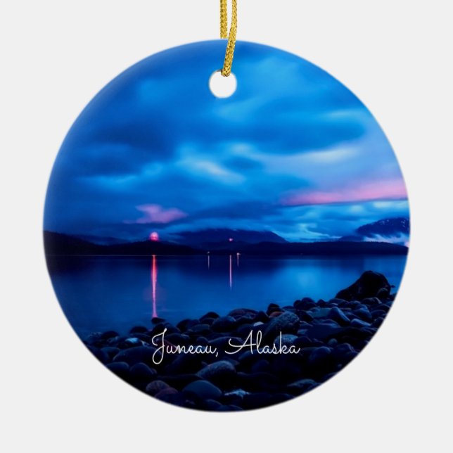 Juneau, Alaska sunset Ceramic Ornament (Front)
