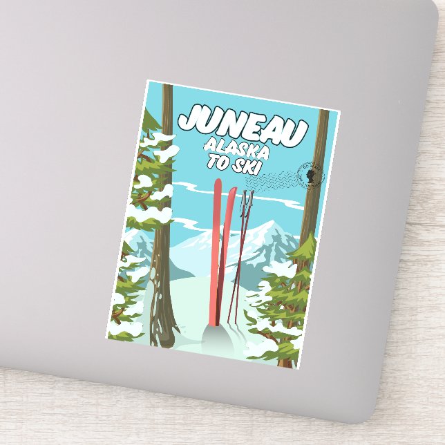 Juneau Alaska To Ski Sticker (Detail)