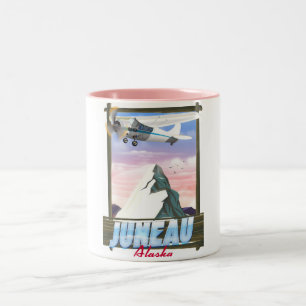 Juneau Alaska travel poster Two-Tone Coffee Mug