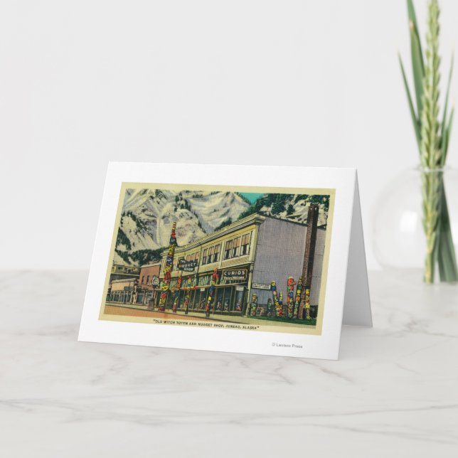 Juneau, Alaska View of Old Witch Totem and Nugge Card (Front)