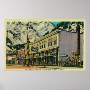 Juneau, Alaska View of Old Witch Totem and Nugge Poster