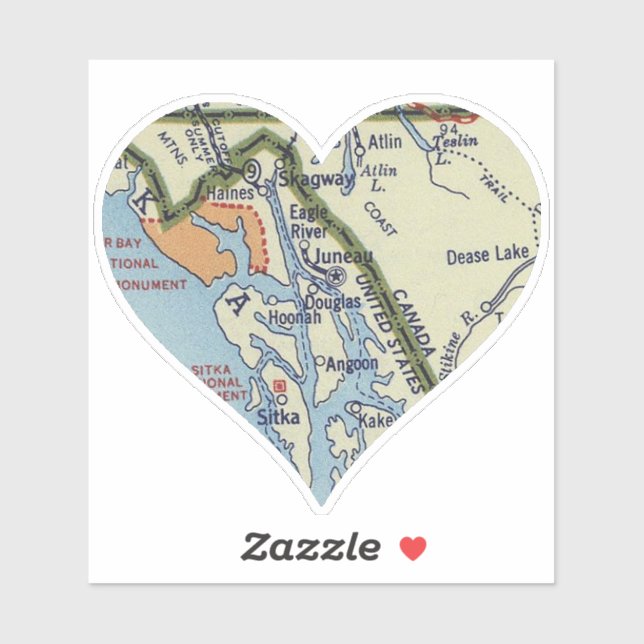 Juneau Alaska Vintage Map Sticker (Sheet)