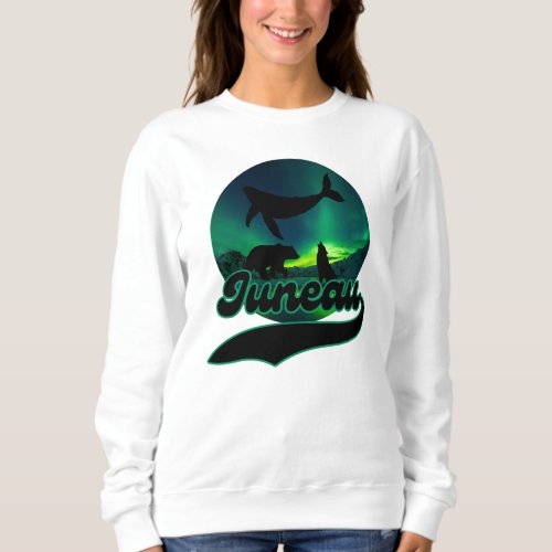 Juneau Alaska Whale Wolf Bear Aurora Northern Ak Sweatshirt