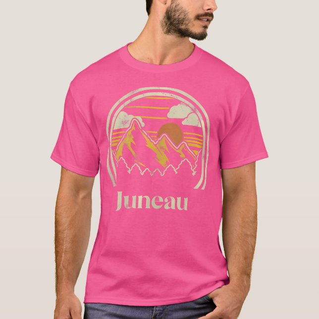 Juneau Mountains Alaska Hiking Outdoors Retro T-Shirt (Front)