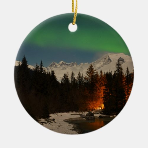 Juneaus Northern Lights Ceramic Ornament