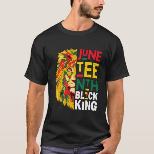 Junenth Black King Lion Melanin Father Dad Son T_Shirt