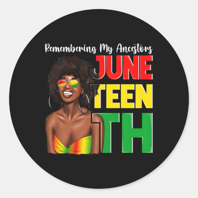 Junenth Black Remembering My Ancestors African Classic Round Sticker (Front)
