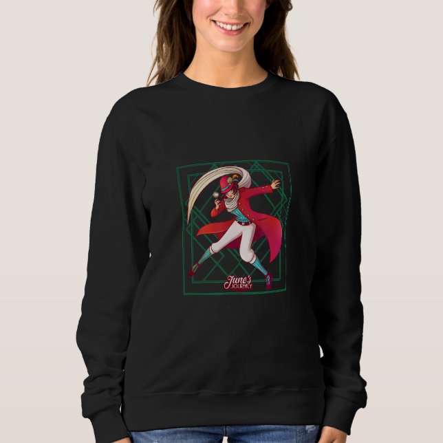 June's Journey Art Deco Illustration Green Sweatshirt (Front)